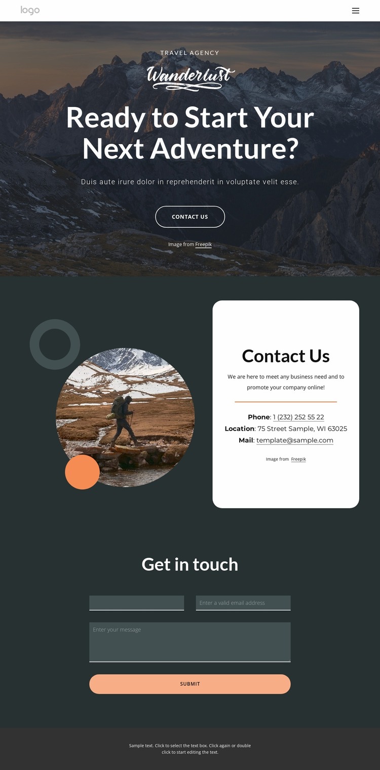 Make your trips truly pleasant experiences Website Mockup