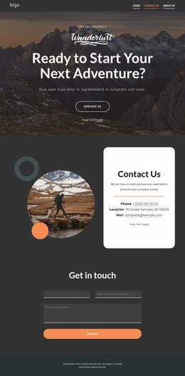 Mountain advanture travel Website Template