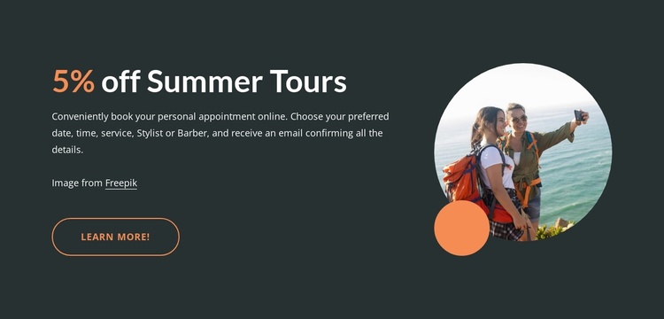 Summer tours Landing Page