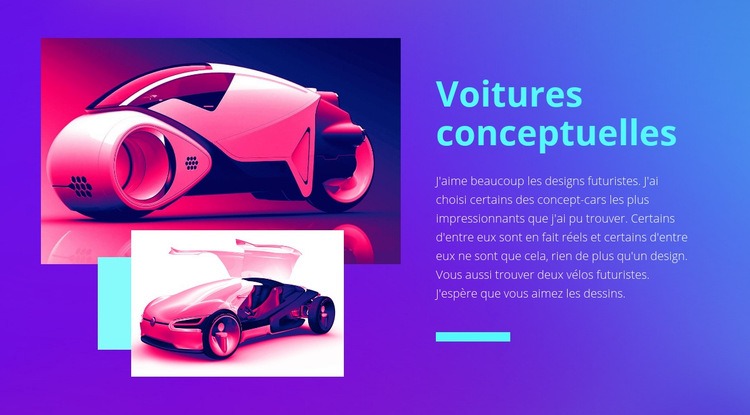 Concept-cars modernes Maquette de site Web