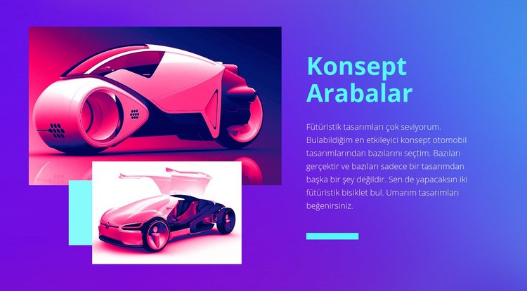 Modern konsept otomobiller Bir Sayfa Şablonu