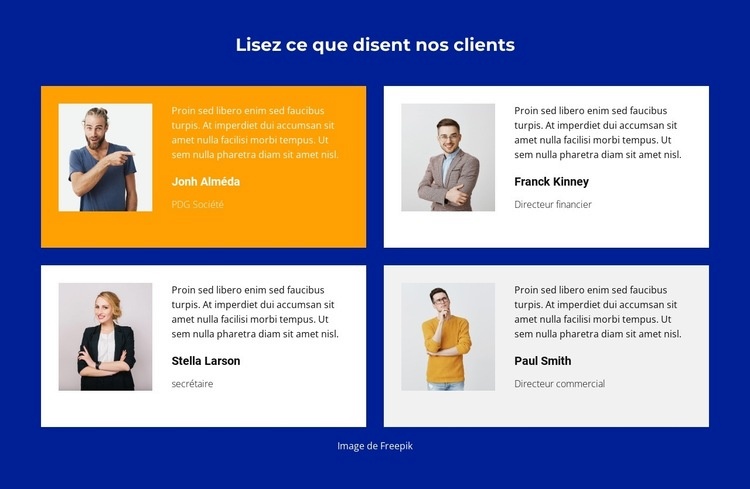 Rétroaction sur le travail Créateur de site Web HTML