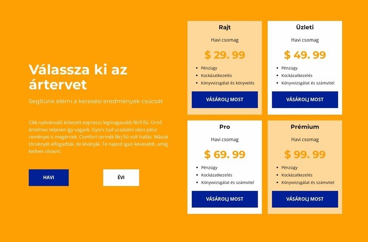 Díj bármilyen összegre HTML Sablon