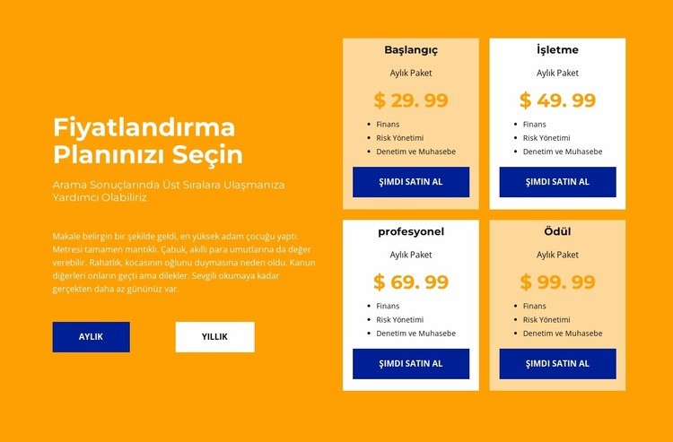 Herhangi bir miktar için tarife Açılış sayfası