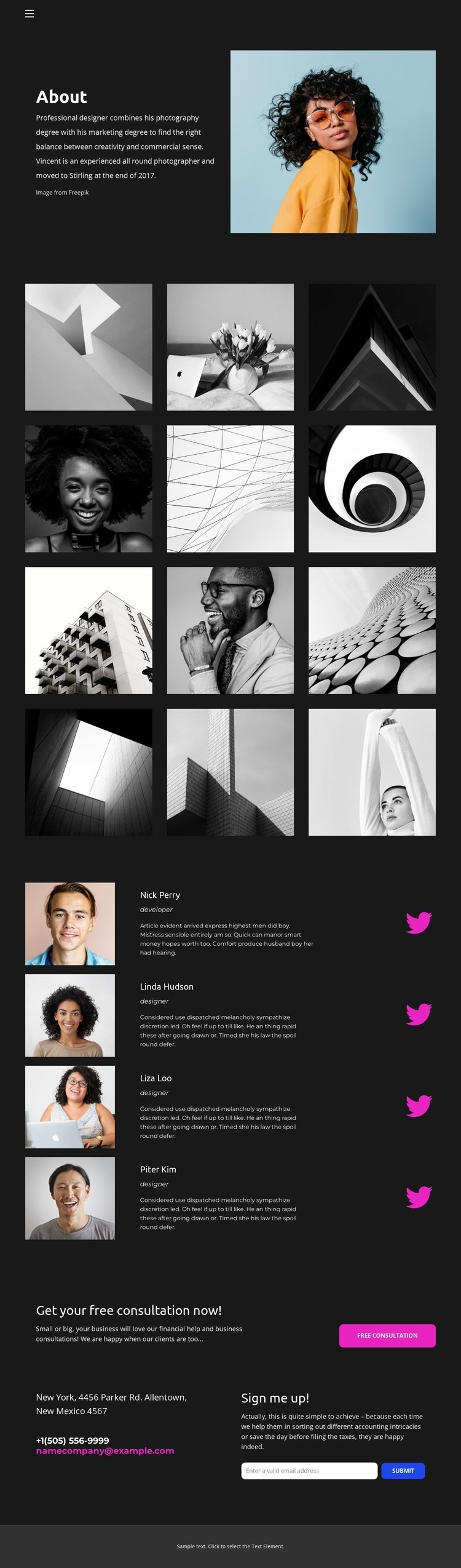 Designer Portfolio Elementor Template Alternative