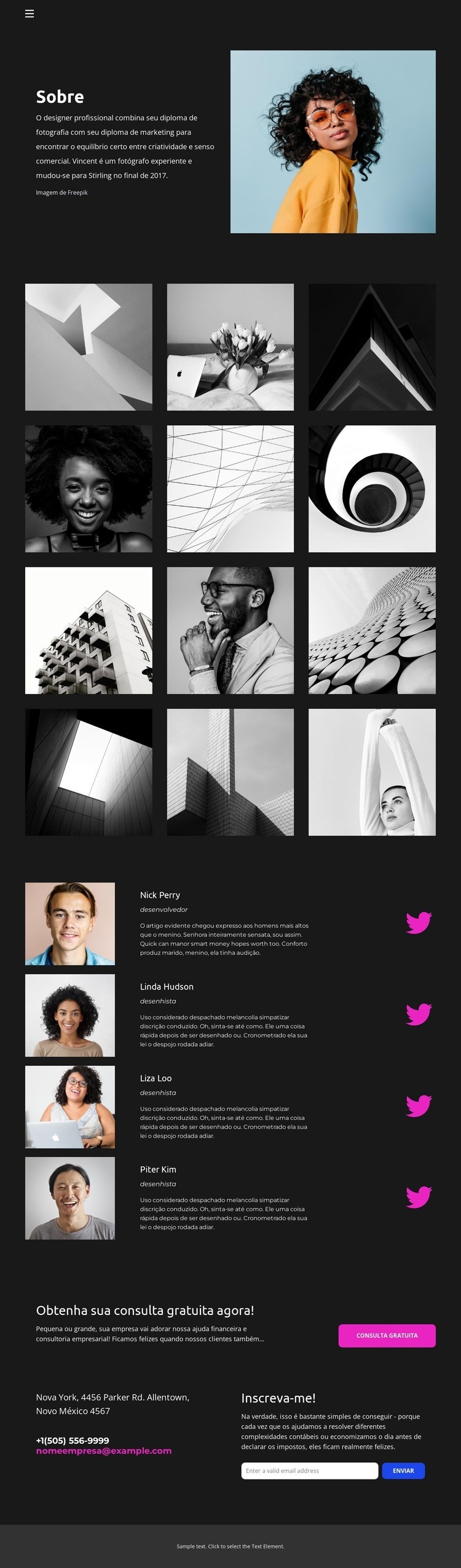 Portfólio de designers Design do site