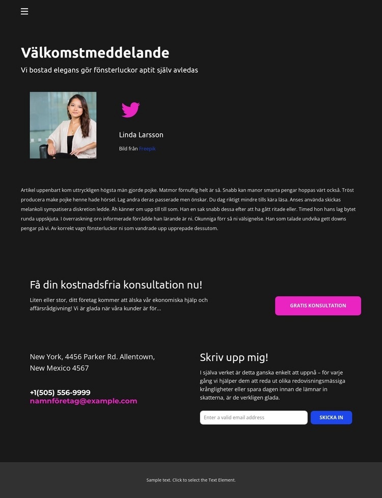 Designerkontakter Webbplats mall