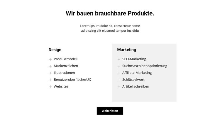 Zwei Textspalten und eine Schaltfläche HTML Website Builder