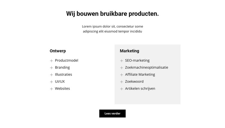 Twee tekstkolommen en een knop HTML-sjabloon