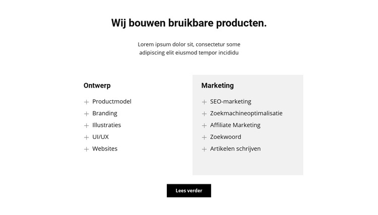 Twee tekstkolommen en een knop WordPress-thema