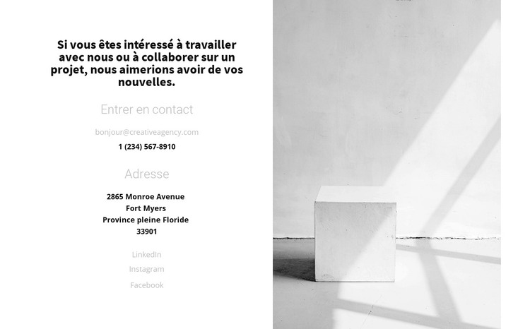 Contact galerie d'art Modèle HTML