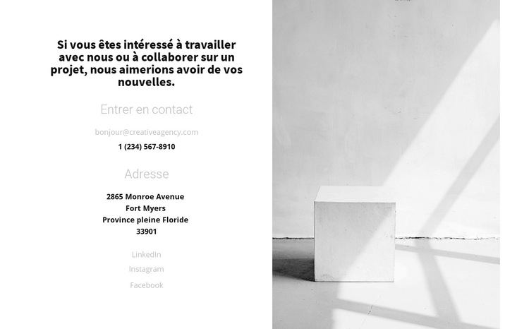 Contact galerie d'art Modèle de site Web