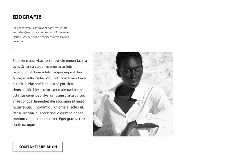 Biografie des Topmodels Landing Page