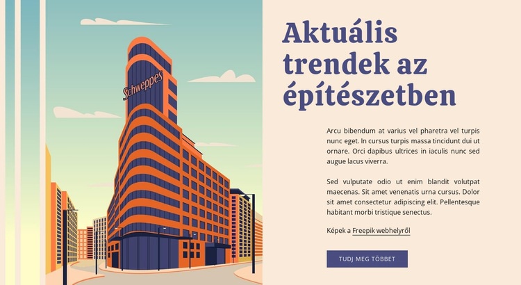 Az építészet jelenlegi trendjei Weboldal sablon