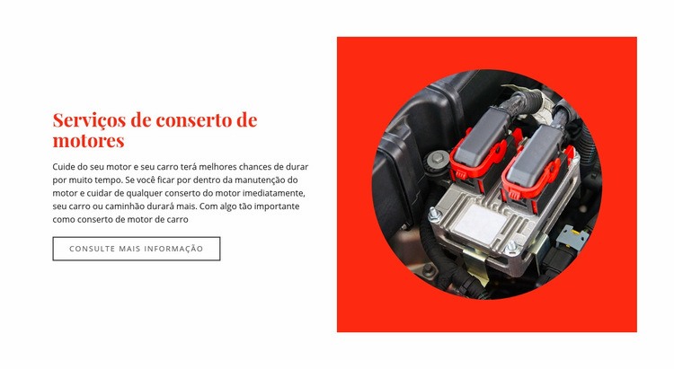 Serviços de conserto de motores Maquete do site