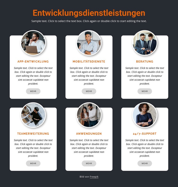 Mobile Entwicklung Website Builder-Vorlagen