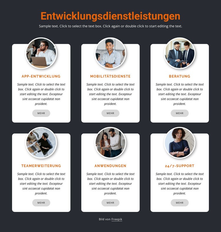 Mobile Entwicklung Landing Page