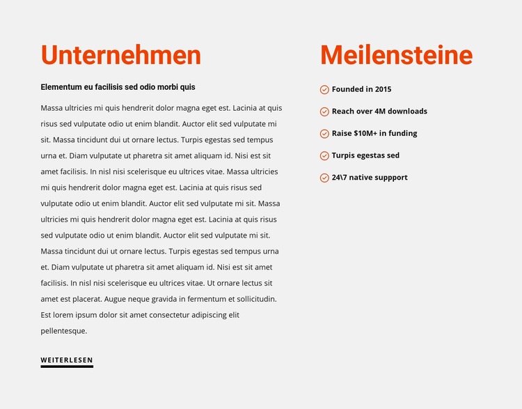 Meilensteine Website design