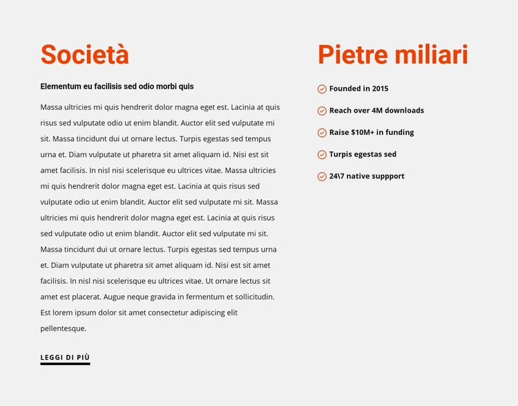 Pietre miliari Mockup del sito web