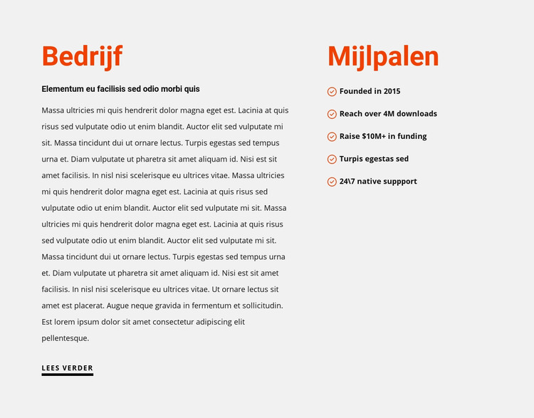 Mijlpalen HTML-sjabloon