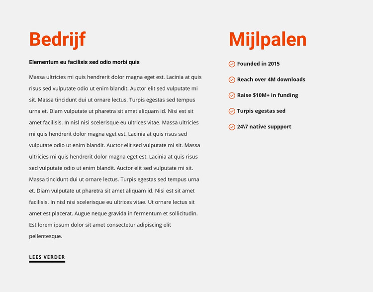 Mijlpalen Website sjabloon