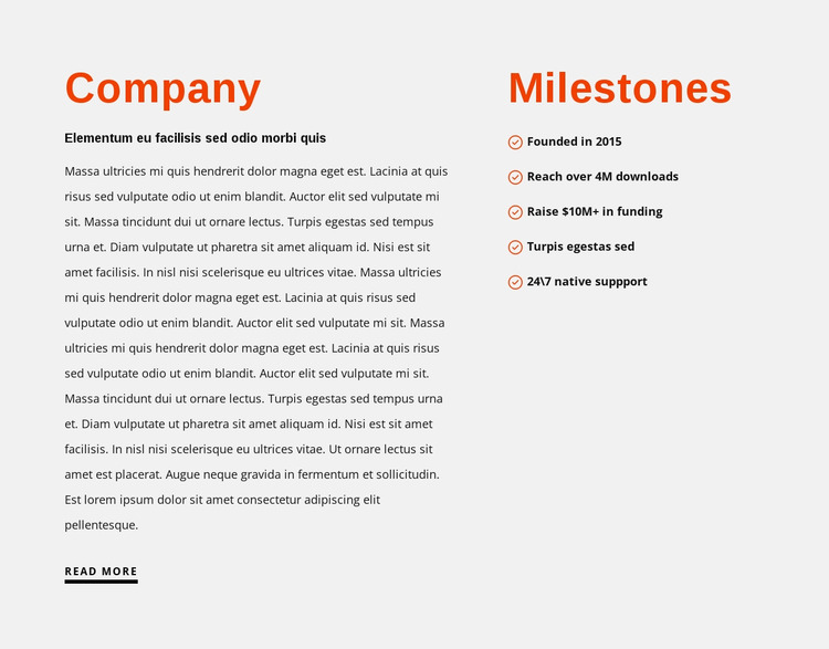 Milestones Website Mockup
