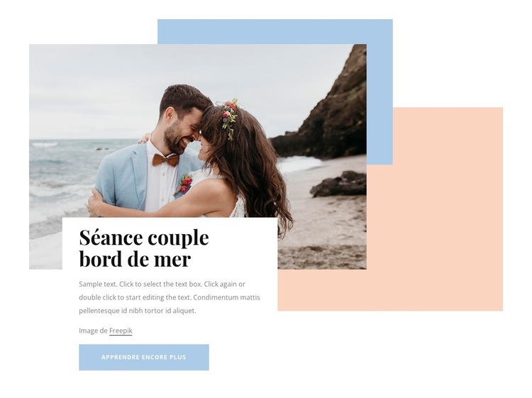 Séance couple en bord de mer Maquette de site Web