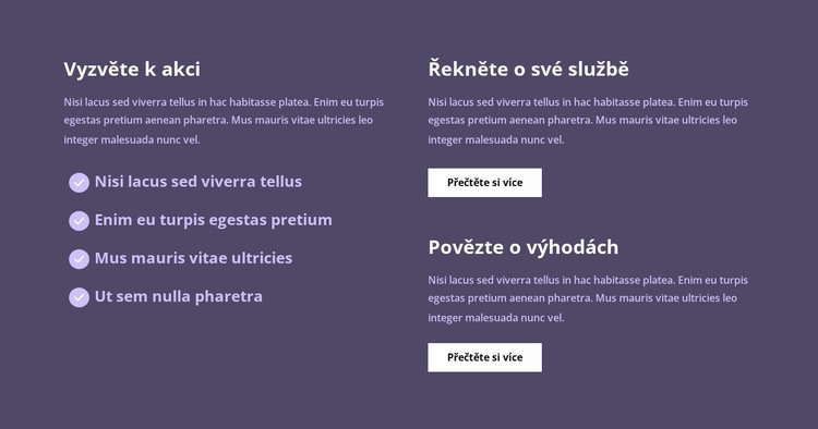 Spousta textu ve sloupcích Šablona CSS