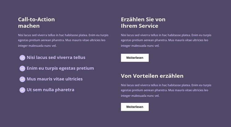 Viel Text in Spalten Landing Page