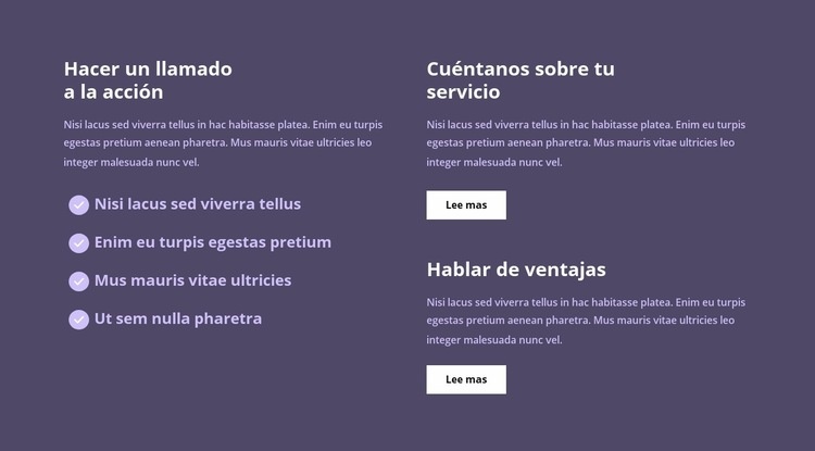 Mucho texto en columnas Diseño de páginas web