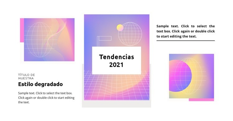 2021 tendencias de gradiente Maqueta de sitio web