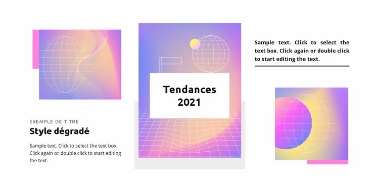 Tendances du gradient 2021 Maquette de site Web