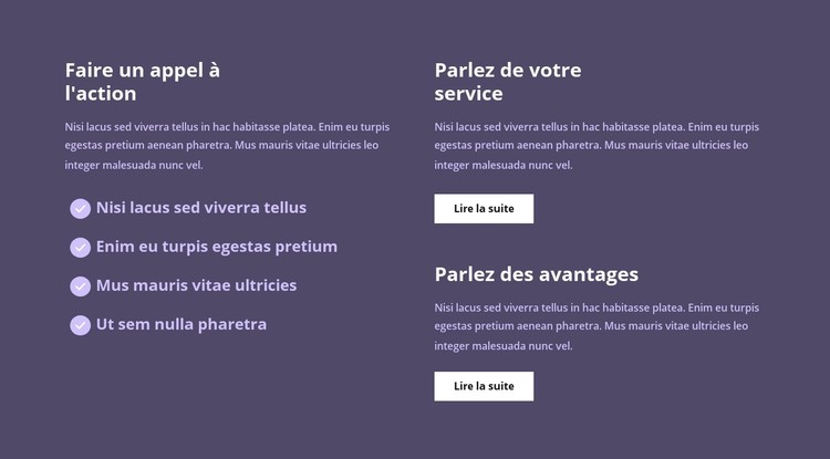 Beaucoup de texte dans les colonnes Modèle CSS