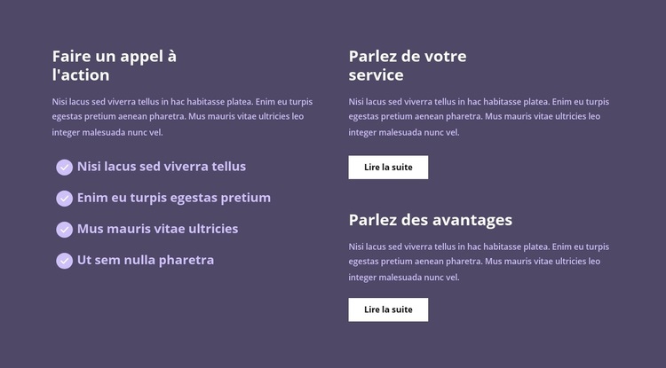 Beaucoup de texte dans les colonnes Thème WordPress