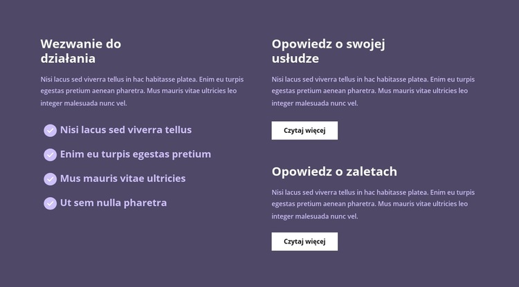 Dużo tekstu w kolumnach Motyw WordPress