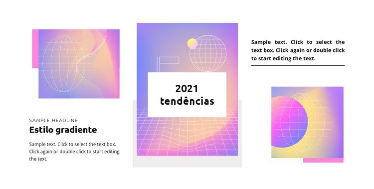 2021 tendências de gradiente Template CSS