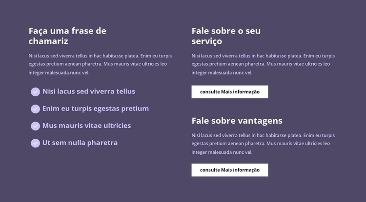 Muito texto em colunas Tema WordPress