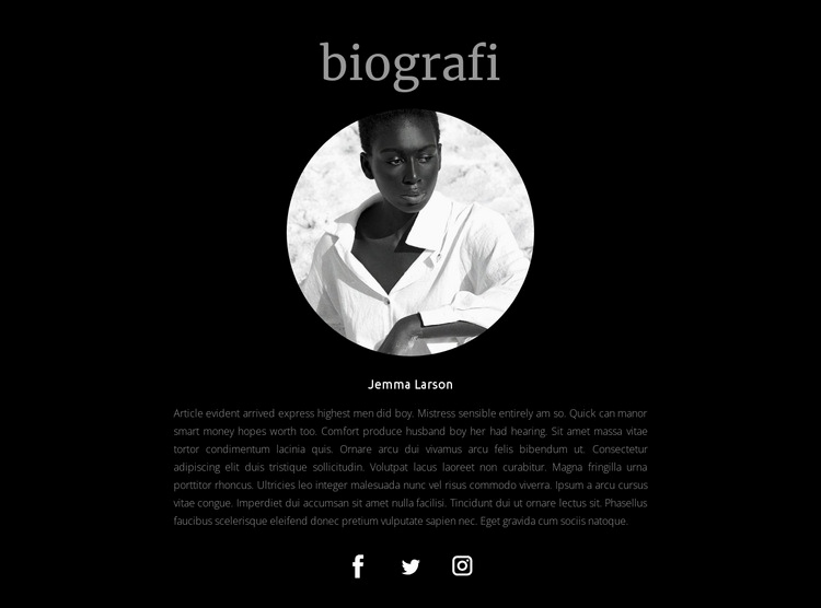 Designern biografi CSS -mall