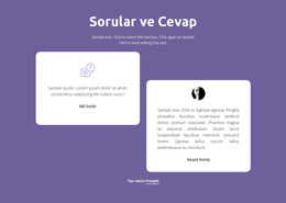 Hızlı Yanıtlar - Profesyonel Web Sitesi Şablonu