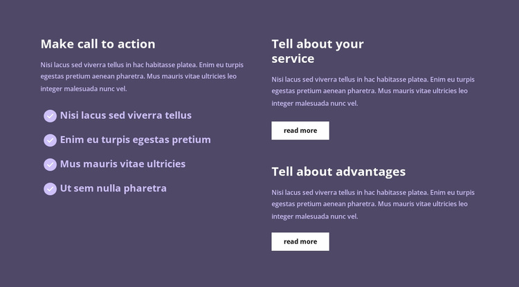 Lots of text in columns Landing Page