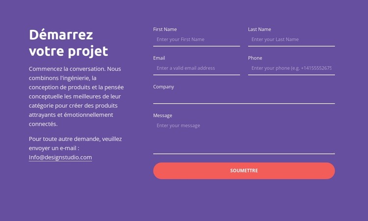 Démarrez votre projet Modèle CSS