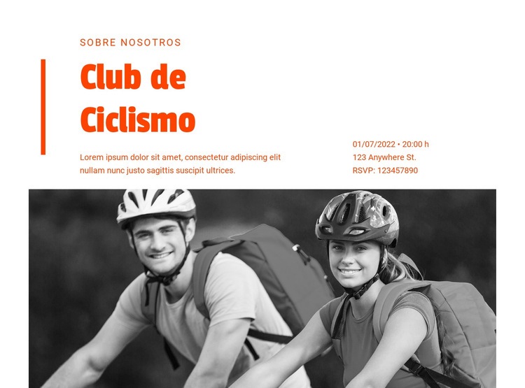  Cursos de habilidades ciclistas Maqueta de sitio web