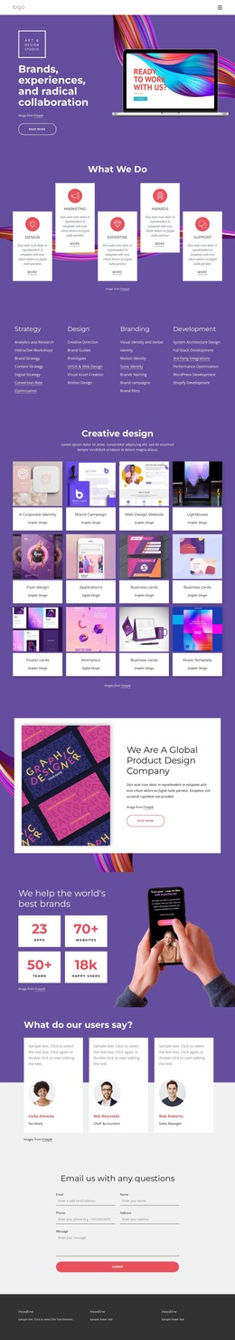 3 columns with gradient background HTML5 Template