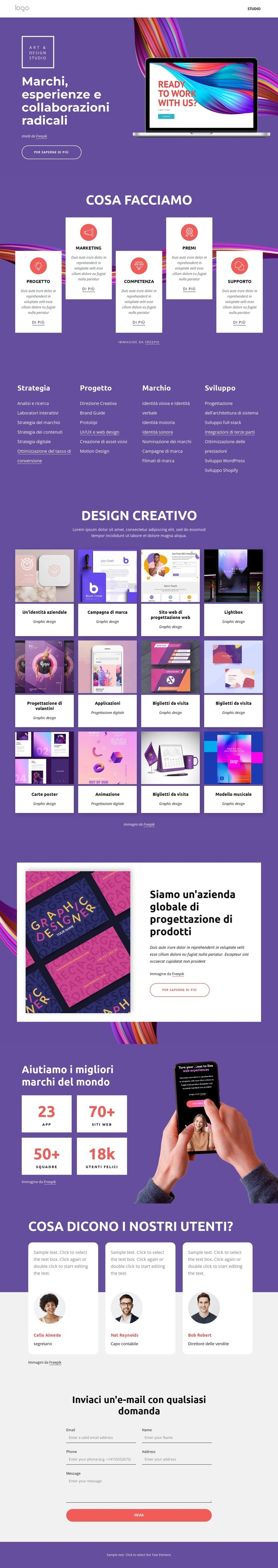 Il buon design suscita emozioni e va sentito Un modello di pagina