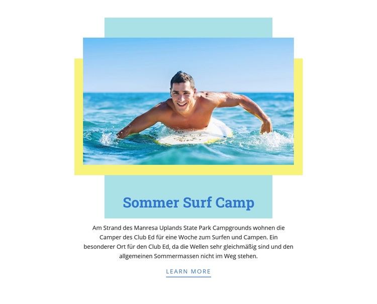 Sommer Surfcamp Eine Seitenvorlage