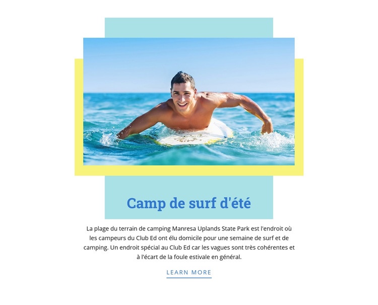 Camp de surf d'été Maquette de site Web