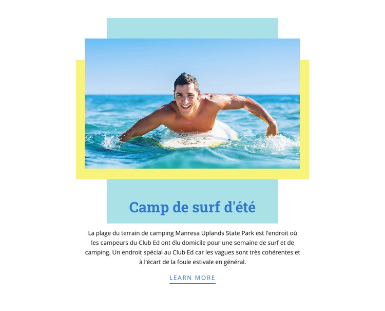 Camp de surf d'été Modèle de site Web
