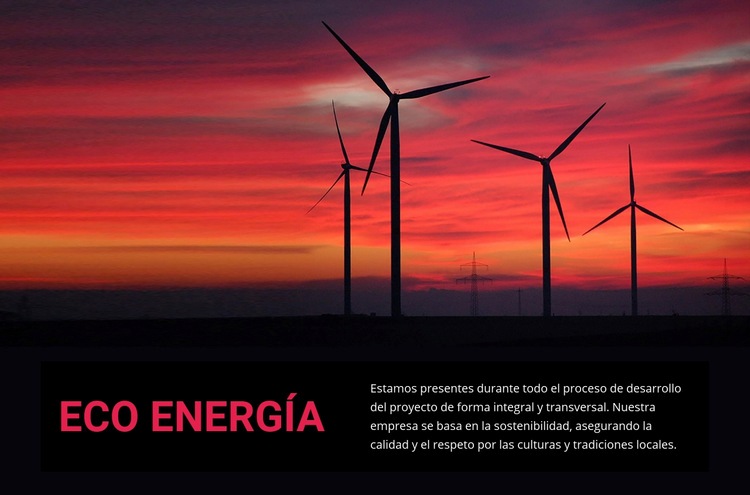 Energía eólica ecológica Maqueta de sitio web