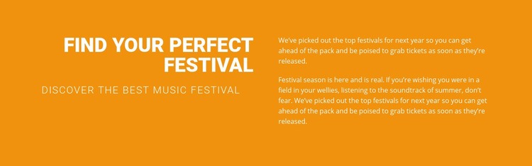 Find your perfect festival  Elementor Template Alternative