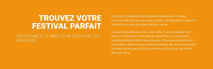 Trouvez votre festival parfait Modèle de site Web